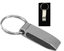 Silver+Black Pu Keyring In Presentation Box (9Cm)