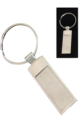 Silver Rectangular Keyring In Presentation Box (10.5Cm Box)