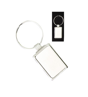 Silver Rectangular Keyring Without Logo Plate