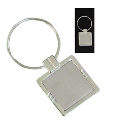 Silver Square Keyring In Stripe In Presentation Box (10.5C