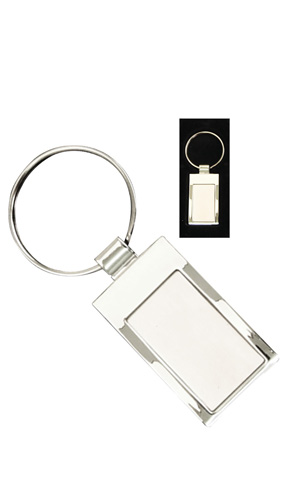 Silver Square Keyring In Wave In Presentation Box (10.5Cm