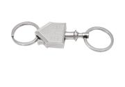 Two tone silver keyring w/double ring-detachable-"house"