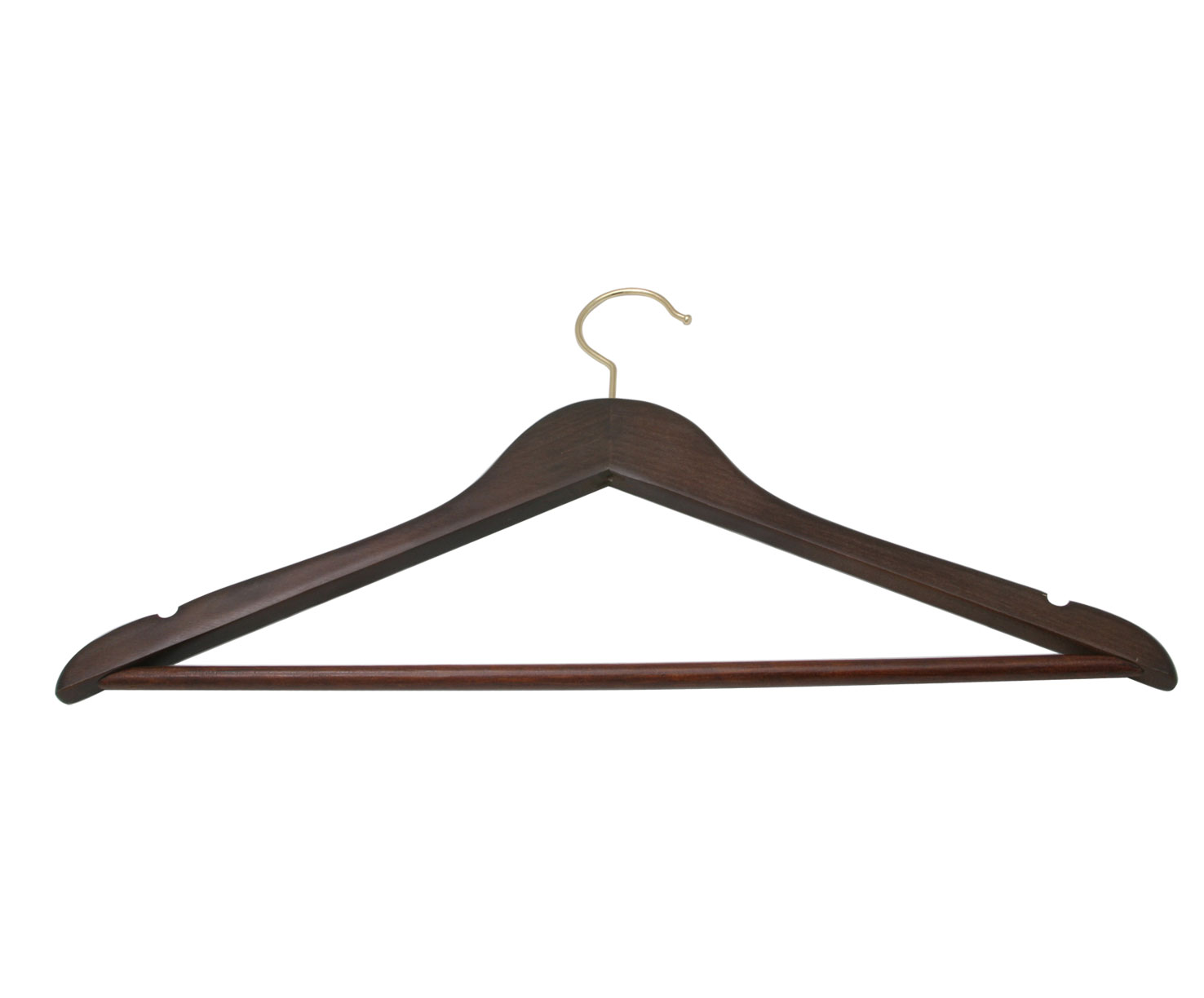 WALNUT WOOD TROUSER HANGER W/BRASS HOOK