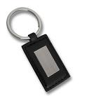 BLACK PU/METAL KEYRING W/SS  LOGO PLATE