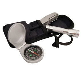 ADVENTURE SET, TORCH, POCKET KNIFE, COMPASS