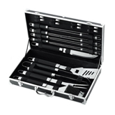 21Pc Ss And Black Braai Set In Aluminium Case, Includes Tongs