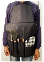 5Pc Braai Utensil Set In Fold Up Apron (73X49Cm)