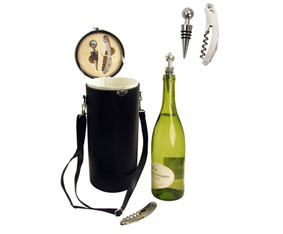 3 Piece Deluxe Wine Set Lined In Pu