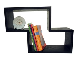 BLACK WOOD Z-SHAPE BOX WALL SHELVING (BLACK ONLY)