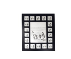 BLACK WOOD BOX MOUNTED  MULTI PHOTO FRAME (5 PHOTOS)