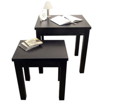 Black Wood Nest Of 2 Tables ( Black Black Wood Nest Of 2 Tables ( Black