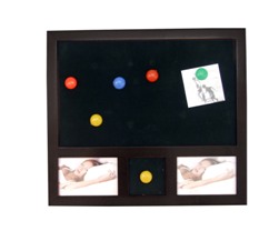 Black Wood Magnetic Notice Board W/