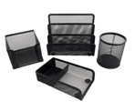 Black Mesh 4 Piece Stationery Set W/