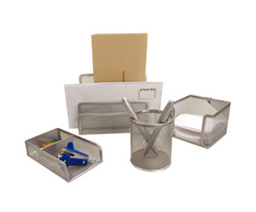 Silver Mesh 4 Piece Stationery Set W