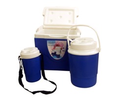 3Pc Red & White Cooler Box Set (9L Box,2L Jug, 750Ml Jug)