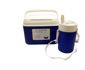 2Pc Blue & White Cooler Box Set (4.5 Box, 1L Jug)