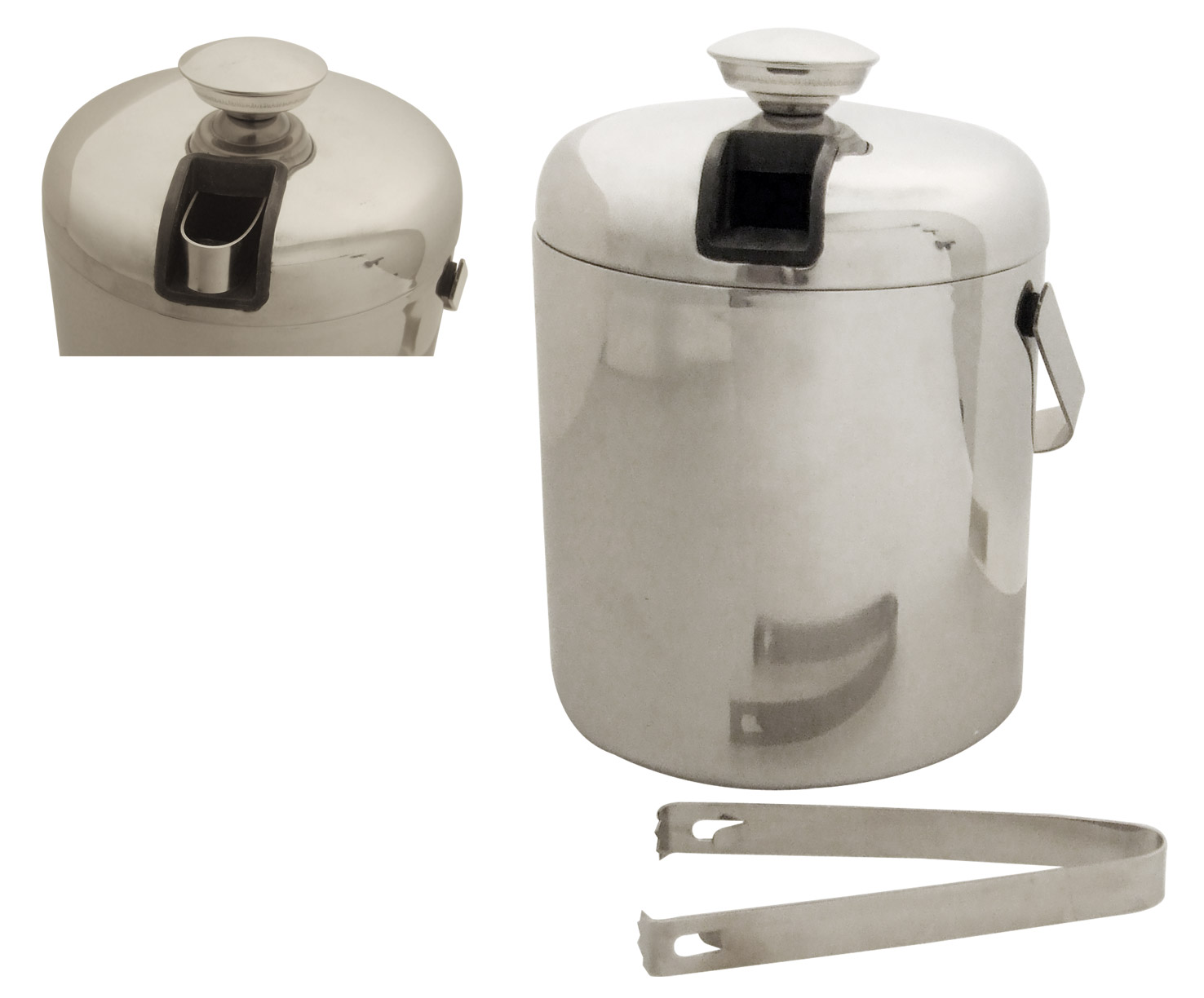 Ss Double Wall Ice Bucket With Grati