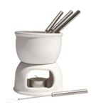 White chocolate fondue set with 4 forks