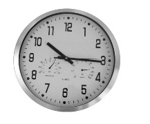 Slv W/Station Black Face Wall Clock (30Cm)