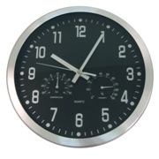 Slv W/Station White Face Wall Clock W/ Temperature (30Cm)