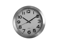 Silver And White Face Wall Clock (25Cm) (E1728016)