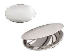 Oval Silver Double Compact Mirror Plain