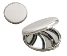 Round Silver Double Compact Mirror Plain (8Cm)