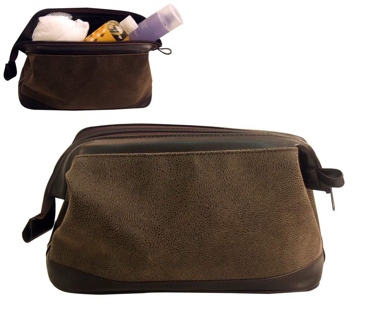 Mens Black Pu Toiletry Bag Large (25.5X15X11Cm)