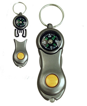 Grey Detachable Compass Keyring W/Light (7X2Cm)