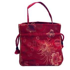 Burgundy Oriental Drawstring Pouch (21X18.3Cm)