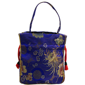 Blue Oriental Drawstring Pouch (21X18.3Cm)