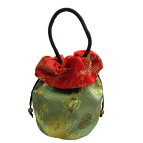 Green/Red Oriental Drawstring Bag (33X18Cm)