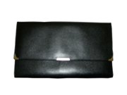 Leather travel wallet blk w/8 compartments in white box