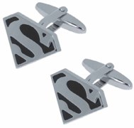 Silver And Black Cufflinks In Presentation Box "Superman"