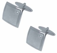 Two-Tone Silver Cufflinks In Presentation Box "Diamante"