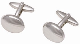 Deluxe cuff link set in gift box- shiny oval design