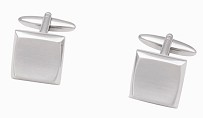 Brushed Silver Cufflinks In Presentation Box Square Wave