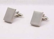 Brushed Silver Cufflinks In Presentation Box Rectangle