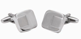 Deluxe cuff link set in gift box- 2 tone square  design