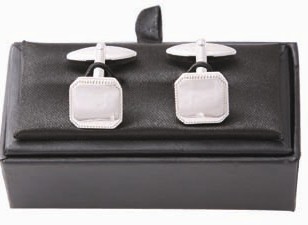 Deluxe cuff link set in gift box-octagonal w/classic bor