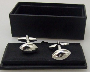 Deluxe cuff link set in gift box- rugby ball design
