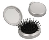 Silver compact folding brush and mirror