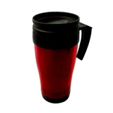 Red Transparent Dbl. Wall Thermal Mug W/Handle (400Ml)