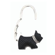 Black Patent & Chrome Bling Handbag Holder 'Dog' Shape In