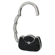 Chrome And Black Pu Bling Handbag Holder 'Handbag' Shape I