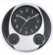 Silver And Black Weather Station Wall Clock (Battery Included)