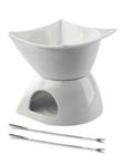 White porcelain fondu set includes 2 forks (11x12cm)