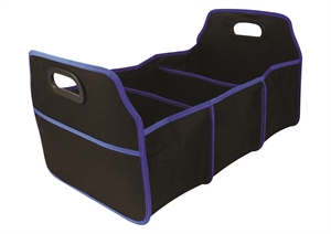 Black And Blue Trim 3 Compartment Collapsible Car Trunk Organize