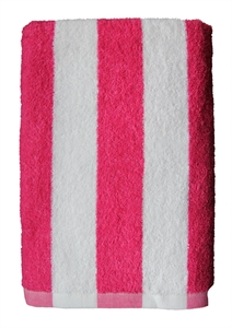 Pink And White Stripe Beach / Pool Towel-100% Cotton (138X70Cm)