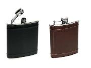 Adpel Italian Leather and metal Hip Flask.  Black; Brown